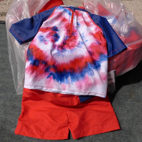 3101 - Andy & Evan - boy's 2-piece swim sets - mix of sizes, red and blue tie-dye print * this lot is subje... 