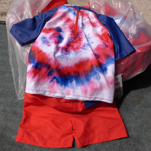 3102 - Andy & Evan - boy's 2-piece swim sets - mix of sizes, red and blue tie-dye print * this lot is subje... 