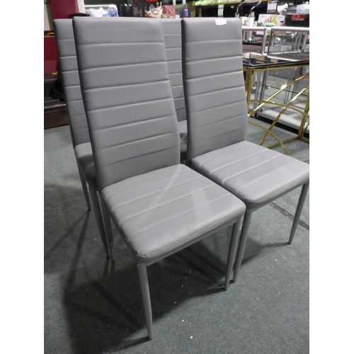 3159 - Six Grey high backed Pu dining chairs