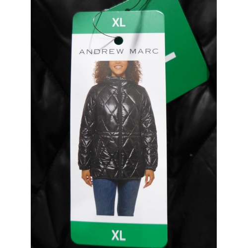 3164 - Women's XL black Andrew Marc hooded coat * this lot is subject to VAT