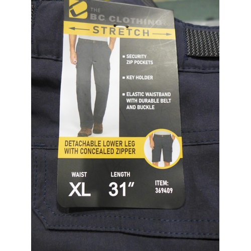 3187 - 12 Pairs of men's B.C. Clothing Work trousers with detachable lower legs - mixed sizes * this lot is... 