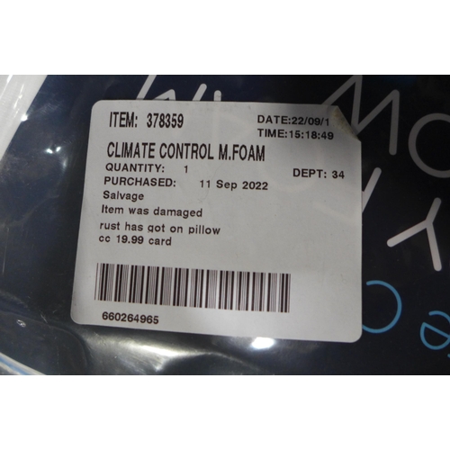 3201 - Climate Control Memory Foam Snuggledown Pillow (273-228) * This lot is subject to VAT