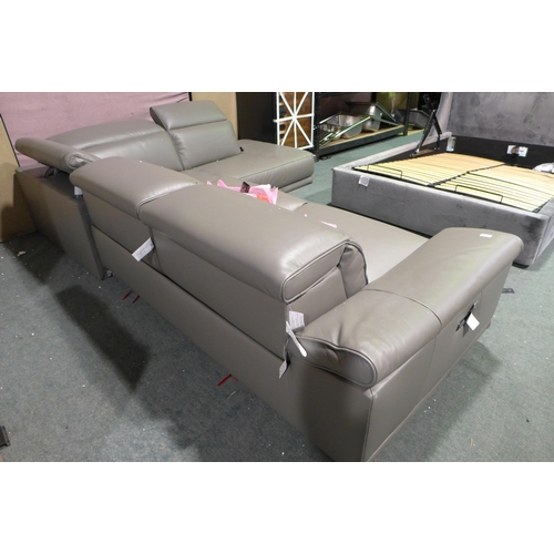 3258 - Kuka leather power reclining sectional Corner sofa, Original RRP £1999.99 + vat (269-179)  * This lo... 