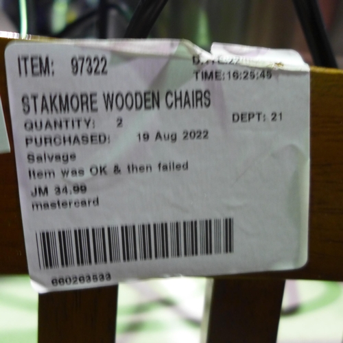 3261 - 2 x Stakmore Wooden Folding Chairs - Damaged (273-91,92) * This lot is subject to VAT