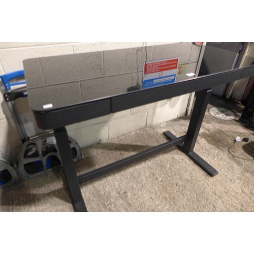 3279 - Tech Black Glass/Metal Adjustable Height Power Desk, original RRP £219.99 + VAT (273-95) * This lot ... 