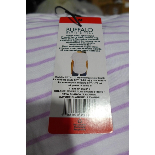 3300 - 20 Women's Buffalo lavender stripe T-shirts, mixed size * this lot is subject to VAT