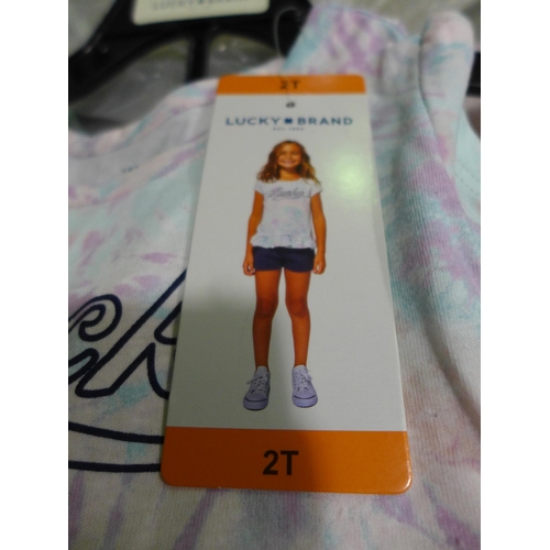 3338 - 10 Girls Lucky Brand shorts & T-shirt sets size 2 years * this lot is subject to VAT