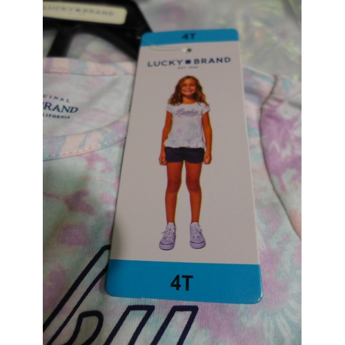 3342 - 10 Girls Lucky Brand shorts & T-shirt sets size 4 years * this lot is subject to VAT