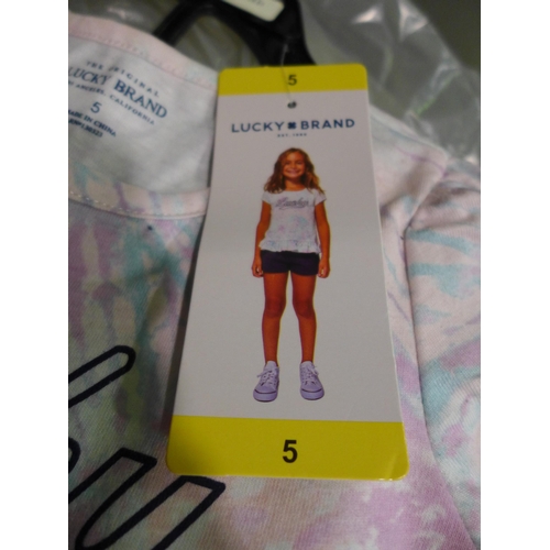 3344 - 10 Girls Lucky Brand shorts & T-shirt sets size 5 years * this lot is subject to VAT