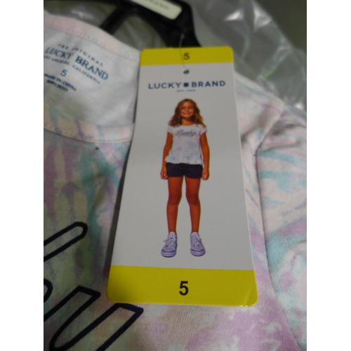 3345 - 10 Girls Lucky Brand shorts & T-shirt sets size 5 years * this lot is subject to VAT