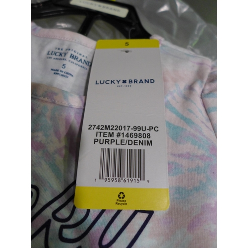 3345 - 10 Girls Lucky Brand shorts & T-shirt sets size 5 years * this lot is subject to VAT