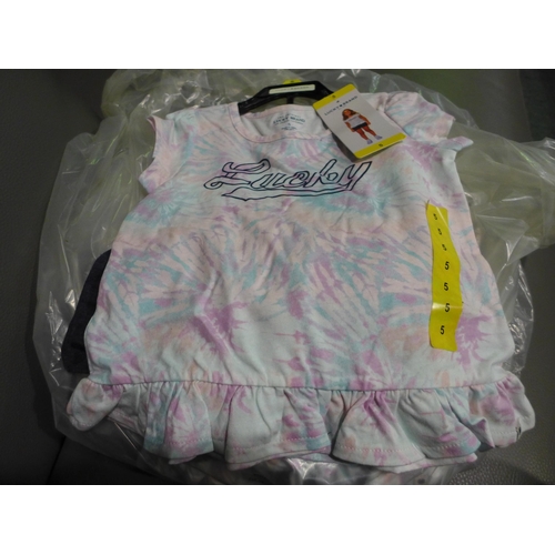 3346 - 9 Girls Lucky Brand shorts & T-shirt sets size 5 years * this lot is subject to VAT