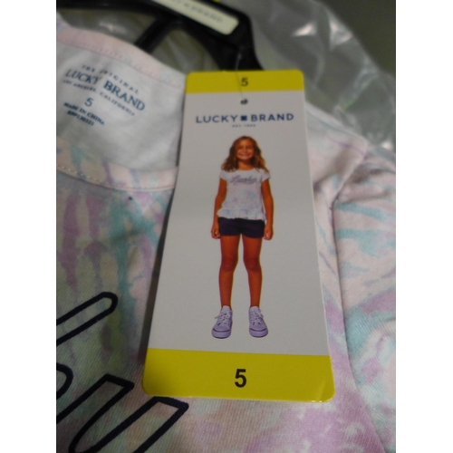 3346 - 9 Girls Lucky Brand shorts & T-shirt sets size 5 years * this lot is subject to VAT