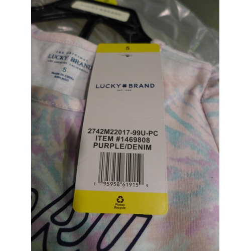 3346 - 9 Girls Lucky Brand shorts & T-shirt sets size 5 years * this lot is subject to VAT