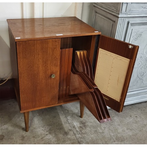 45 - A fitted teak record cabinet