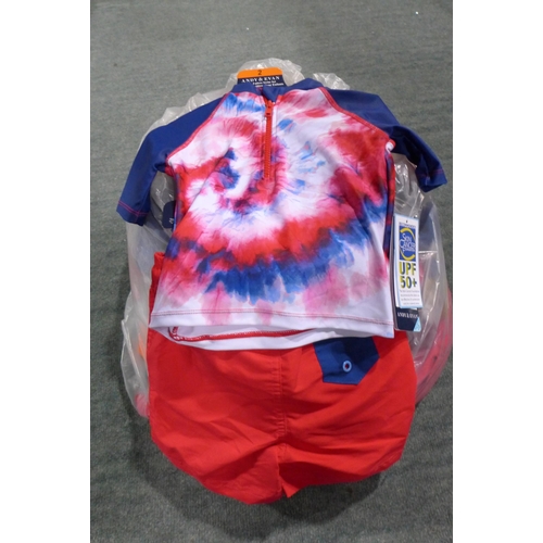 3394 - 20 Boy's Andy & Evan 2-piece swim sets, blue and red - mixed size * this lot is subject to VAT