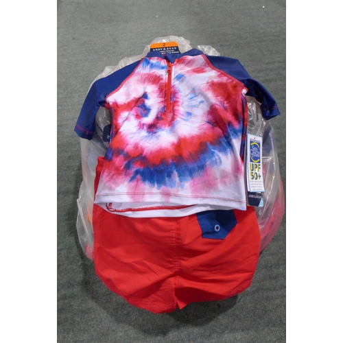 3395 - 20 Boy's Andy & Evan 2-piece swim sets, blue and red - mixed size * this lot is subject to VAT