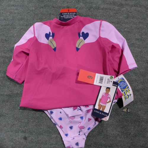 3400 - 20 Girl's Andy & Evan 2-piece swim sets - flamingo print - mixed size * this lot is subject to VAT