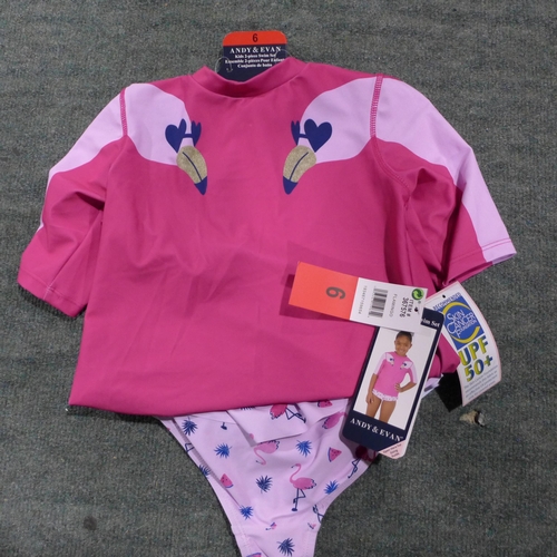 3401 - 20 Girl's Andy & Evan 2-piece swim sets - flamingo print - mixed size * this lot is subject to VAT