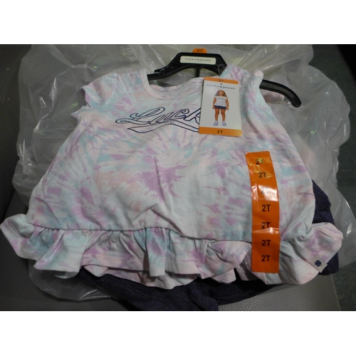 3417 - 10 Girls Lucky Brand shorts & T-shirt sets size 2 years * this lot is subject to VAT