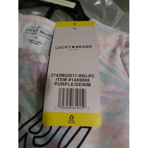 3419 - 10 Girls Lucky Brand shorts & T-shirt sets size 5 years * this lot is subject to VAT