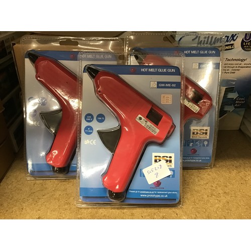 2195 - 3 40W glue guns BSI approved with 11mm glue sticks, sealed