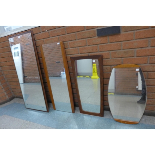 17 - Four teak framed mirrors