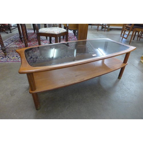 2 - A G-Plan teak and smoked glass topped coffee table