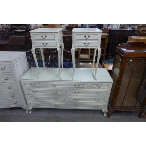 209 - A French style cream and parcel gilt four piece bedroom suite