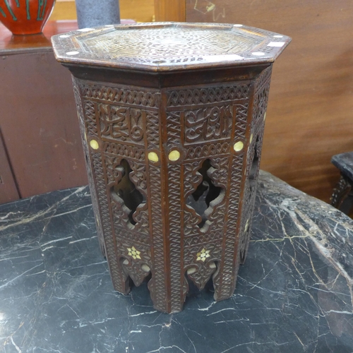 247 - A 19th Century Moorish carved hardwood and mother of pearl inlaid octagonal jardiniere stand