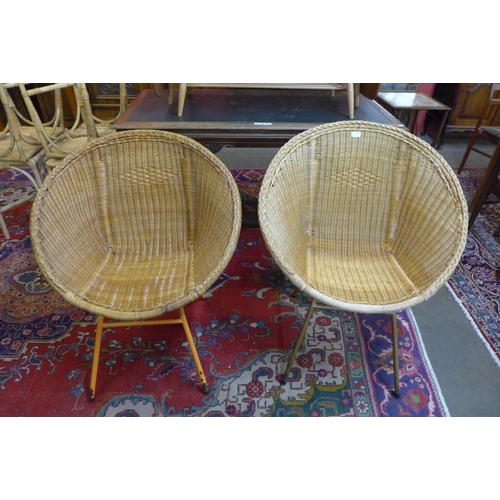 40 - Two wicker ball chairs