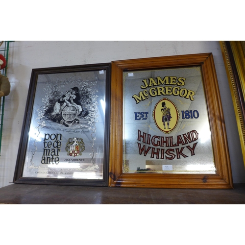 424 - A James McGregor Highland Whisky advertising mirror and a Portuguese advertising mirror