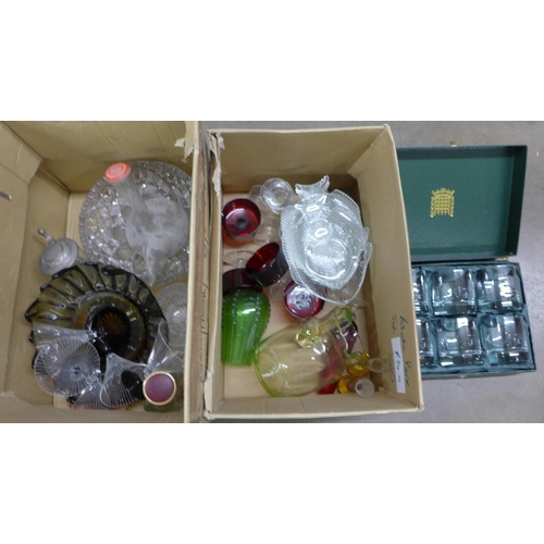 1193 - Two boxes of mixed glass, House of Commons whisky tumblers, etc. **PLEASE NOTE THIS LOT IS NOT ELIGI... 