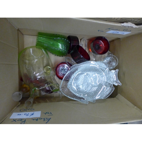 1193 - Two boxes of mixed glass, House of Commons whisky tumblers, etc. **PLEASE NOTE THIS LOT IS NOT ELIGI... 