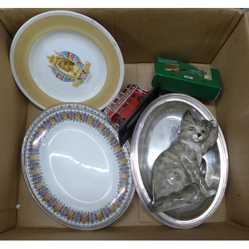 1199 - A Beswick cat, decorative plates and model vehicles **PLEASE NOTE THIS LOT IS NOT ELIGIBLE FOR POSTI... 