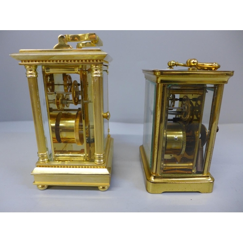 624 - One vintage and one modern carriage clock