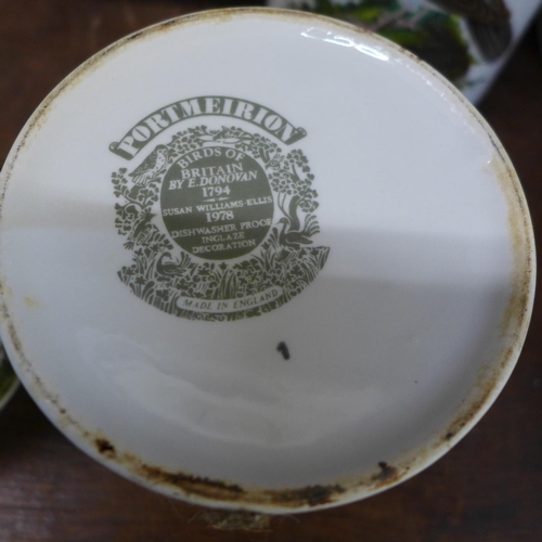 655 - A Spode's Italian blue and white storage jar and five Portmeirion storage jars