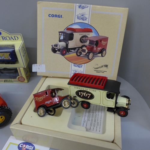 670 - A Corgi Toys Terrys of York van set, Lledo and other model vehicles and a battery operated Super Bug... 