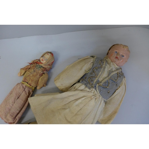 675 - Two cloth dolls including larger Greek soldier doll