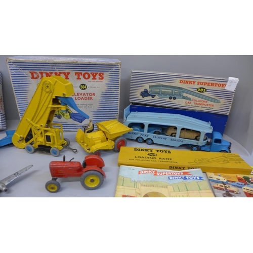 677 - A boxed Dinky Toys 564 Elevator Loader, a boxed Dinky Toys 982 Pullmore Car Transporter and boxed 70... 