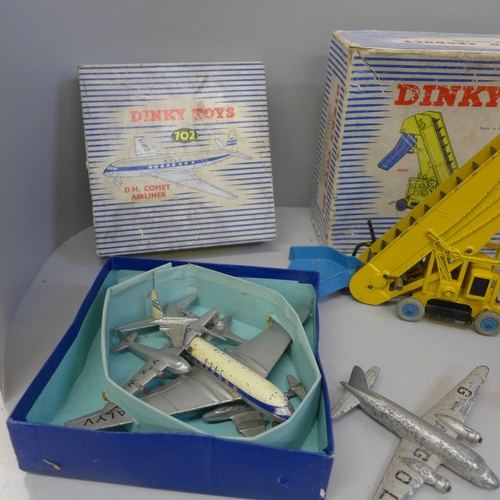 677 - A boxed Dinky Toys 564 Elevator Loader, a boxed Dinky Toys 982 Pullmore Car Transporter and boxed 70... 