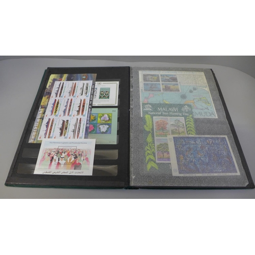 678 - A collection of stamps comprising two stock books of worldwide miniature sheets (one mint, one used)