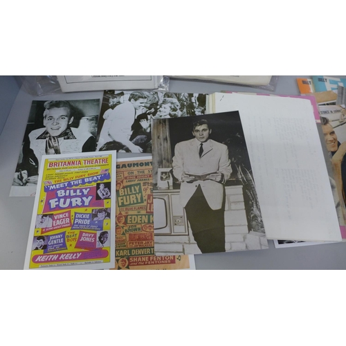 694 - A collection of Billy Fury ephemera