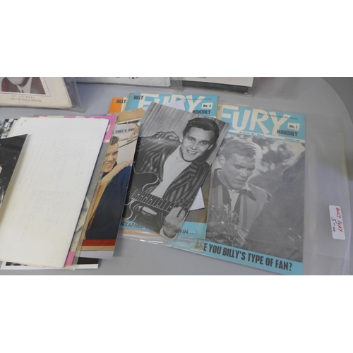 694 - A collection of Billy Fury ephemera