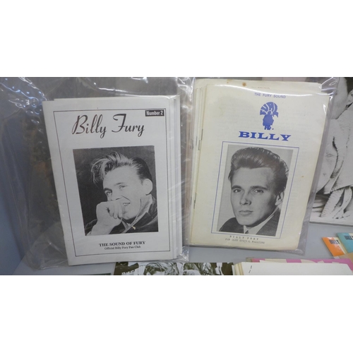 694 - A collection of Billy Fury ephemera