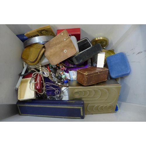 713 - A large box of costume jewellery and watch components