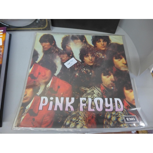 735 - Pink Floyd and David Bowie posters and a David Bowie book