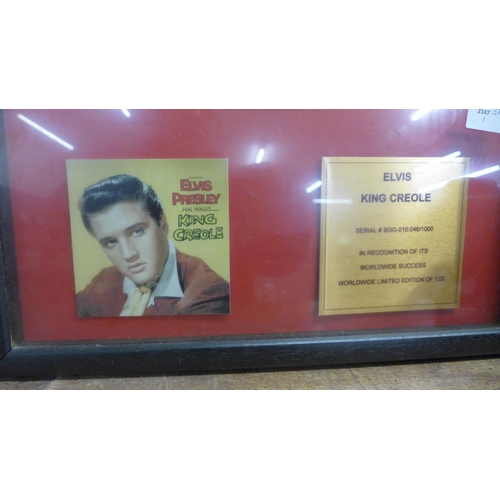 752 - An Elvis Presley King Creole limited edition gold disc, with certificate of authenticity, limited to... 