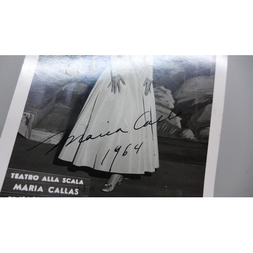 764 - Maria Callas: a small black and white publicity photo, signed in black ink