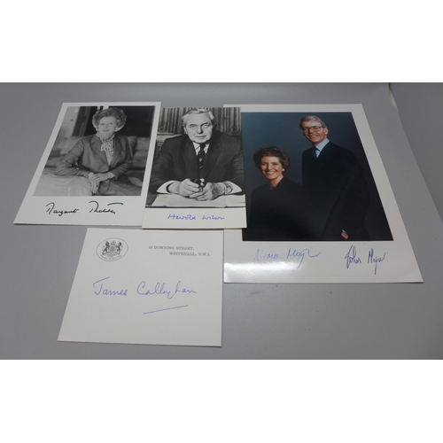 777B - British politics: Margaret Thatcher, Harold Wilson, John Major and Norma Major signed publicity phot... 